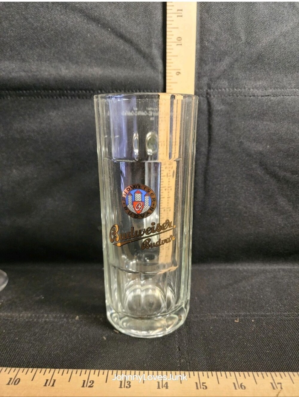 Vintage Budweiser Budvar German Import Beer Mug Clear Glass
